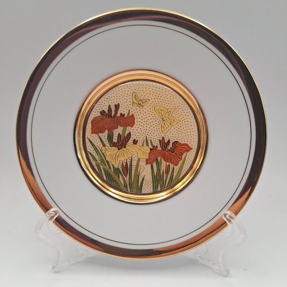 VINTAGE THE ART OF CLOISONNE LOOK ENAMEL CHOKIN DECORATIVE PLATE - Picture 1 of 4
